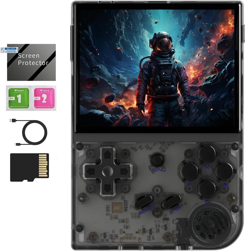 GiipGoop RG35XX 2024 Retro Gaming Consoles with 64GB Card rg35xx Handheld Game Console 3.5 inch IPS Screen Linux System Classic Emulator Hand Held Gaming Console Support HD TV Output Black - Image 1